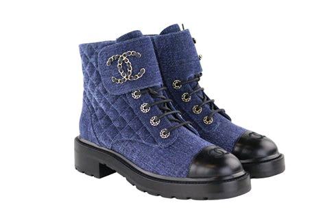 chanel boots 9.5|chanel denim combat boots.